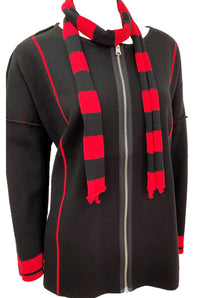 Reversible Zip Poncho with Stripe Scarf