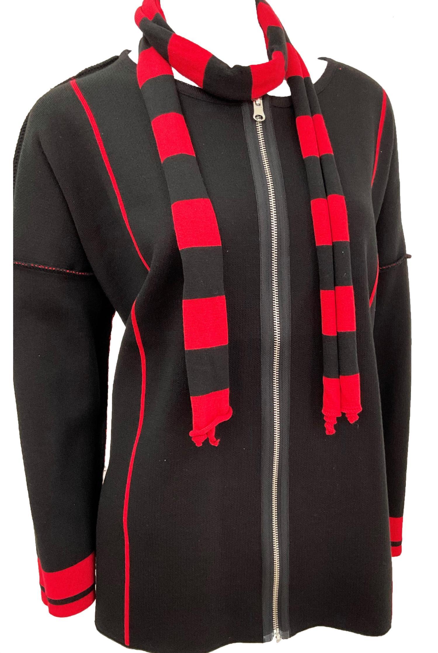 Reversible Zip Poncho with Stripe Scarf