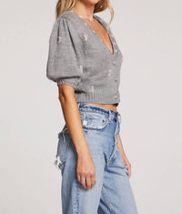 Saltwater Luxe - Short Sleeve Embroidered Sweater