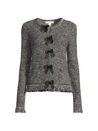 Lilly Pulitzer Kelso Bow-fringe Cotton Cardigan in black marl - women's cardigan - view 6