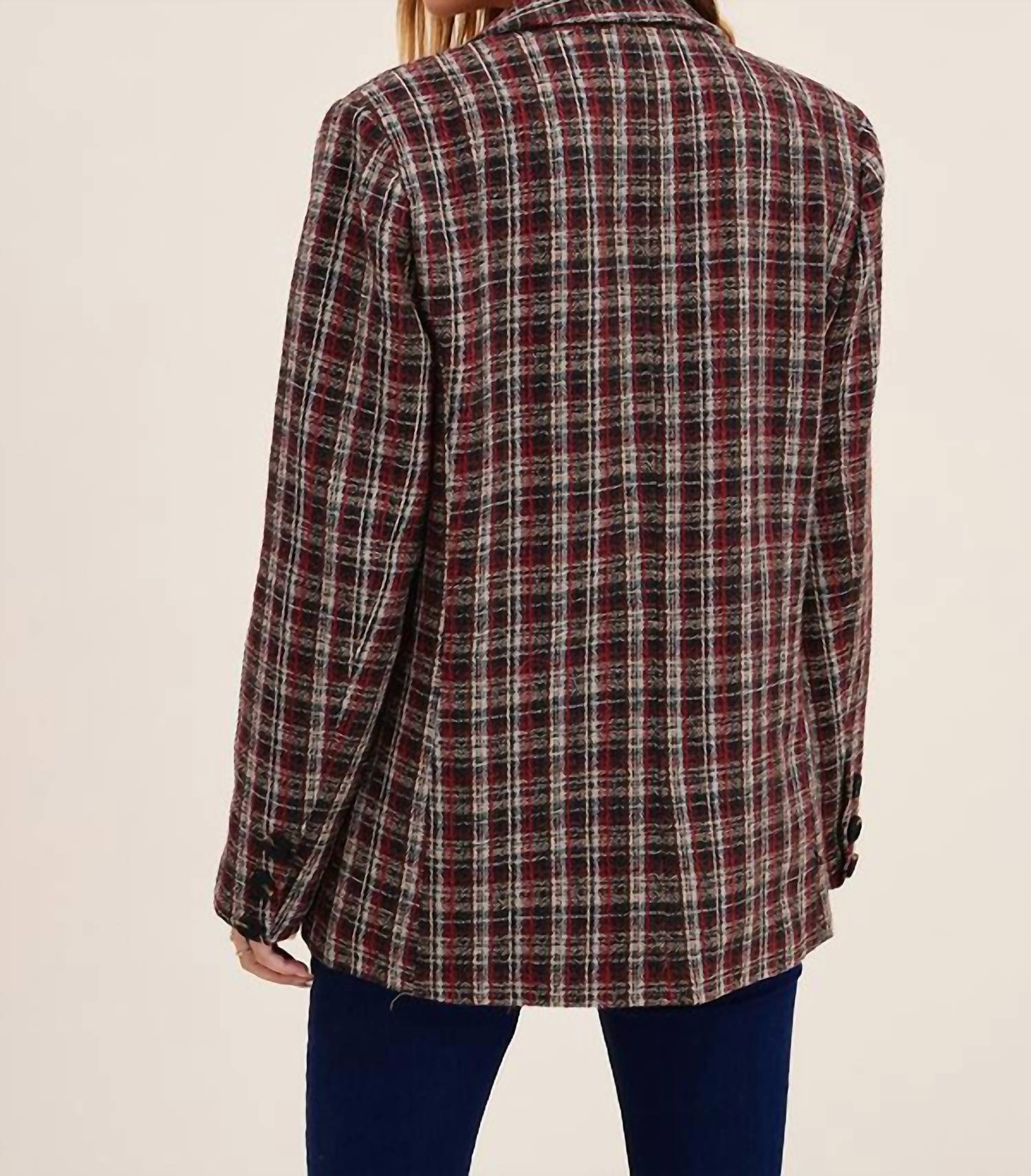 Listicle - Everything Woven Plaid Blazer