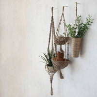 Creative Co-Op - Hand-Woven Jute Macrame 2-Tier Hanging Basket