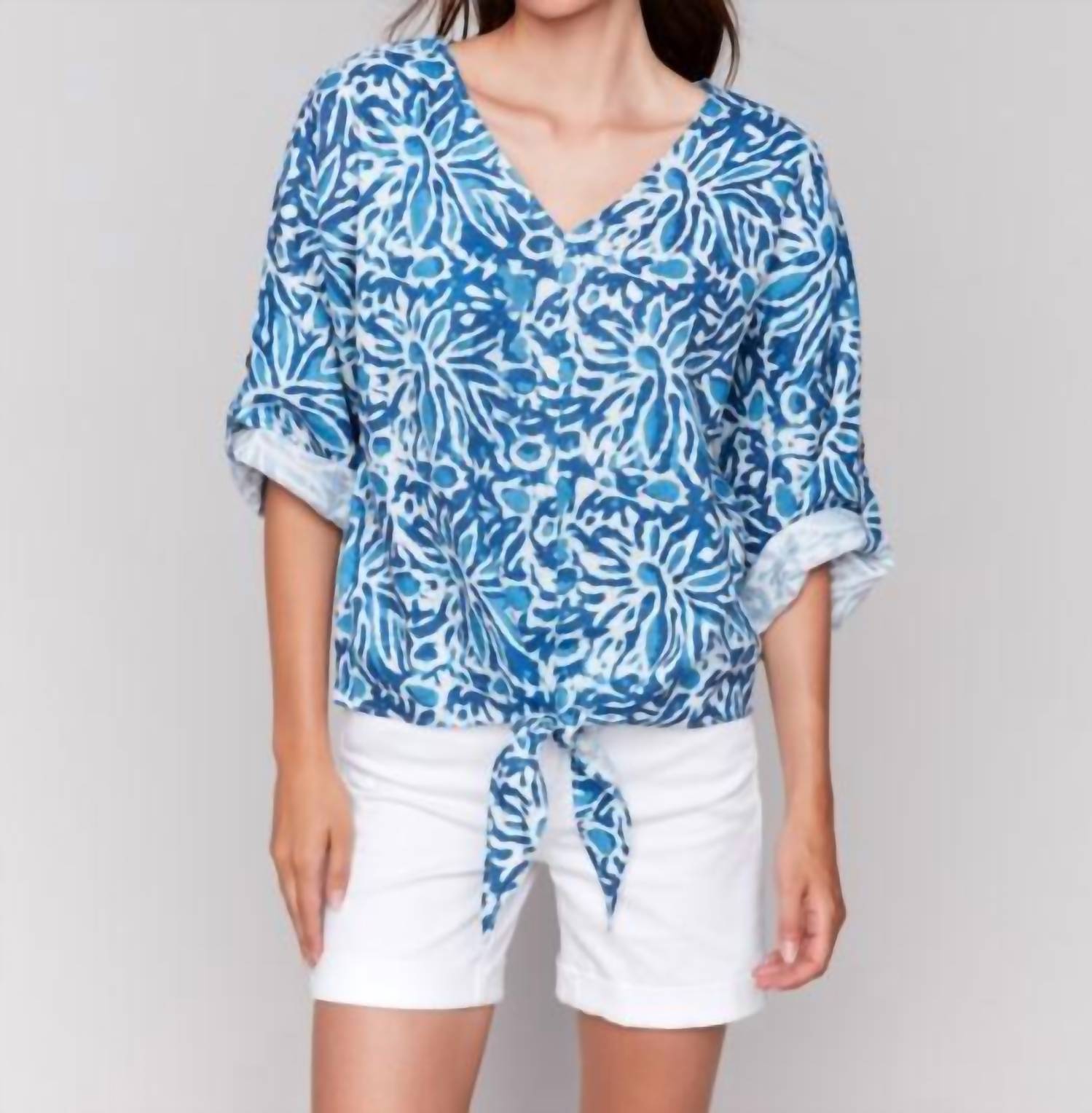 Charlie B - Printed Front Tie Top