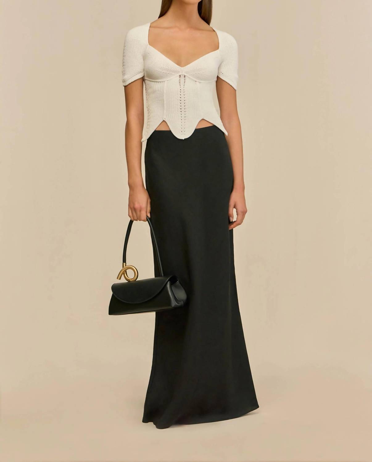 cult gaia Eliza Knit Top in off white - women's shirt - detail view