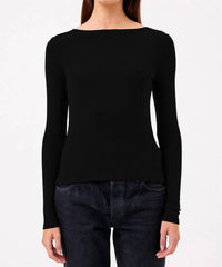 GOLDIE Yvonne Bateau Boatneck Top in black - women's long sleeve top