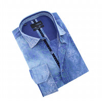 Eight X - Striped Vine Flocking Button Down Jacquard Shirt