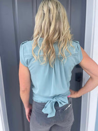 bishop + young Women's Naomi Smocked Waist Top in jade - women's blouse - view 4