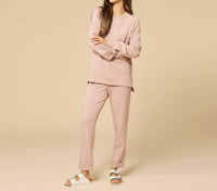 SOFTiES Athleisure Dreamtech Crew Tunic And Flood Pant Set in coco - women's sleepwear - alternate view