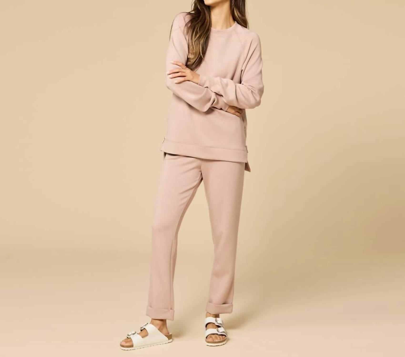 SOFTiES Athleisure Dreamtech Crew Tunic And Flood Pant Set in coco - women's sleepwear - alternate view