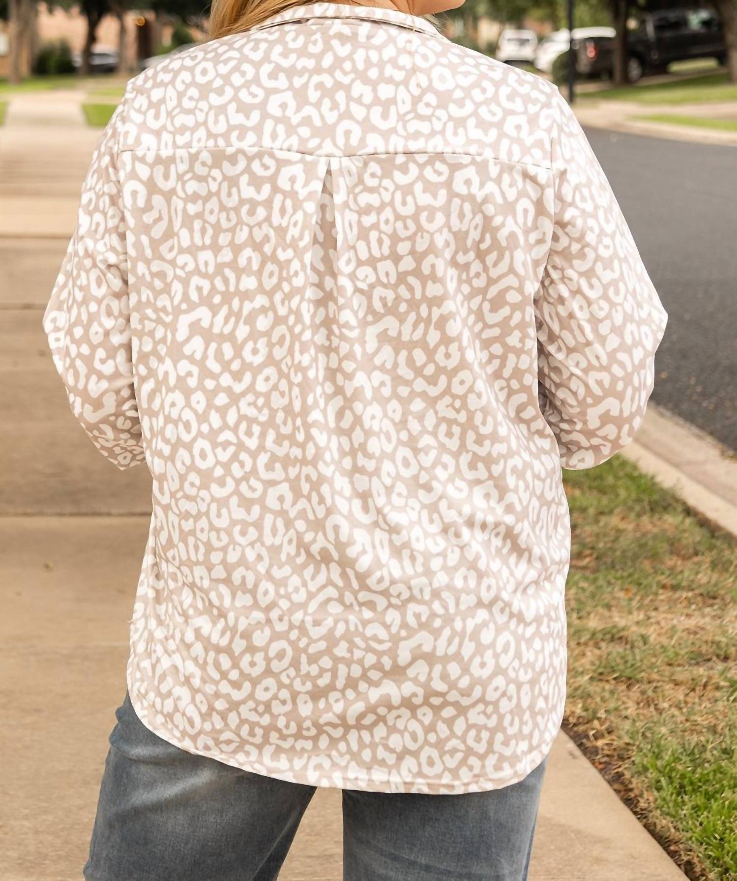 Dear Lover - Apricot Leopard Vneck Plus Size Top