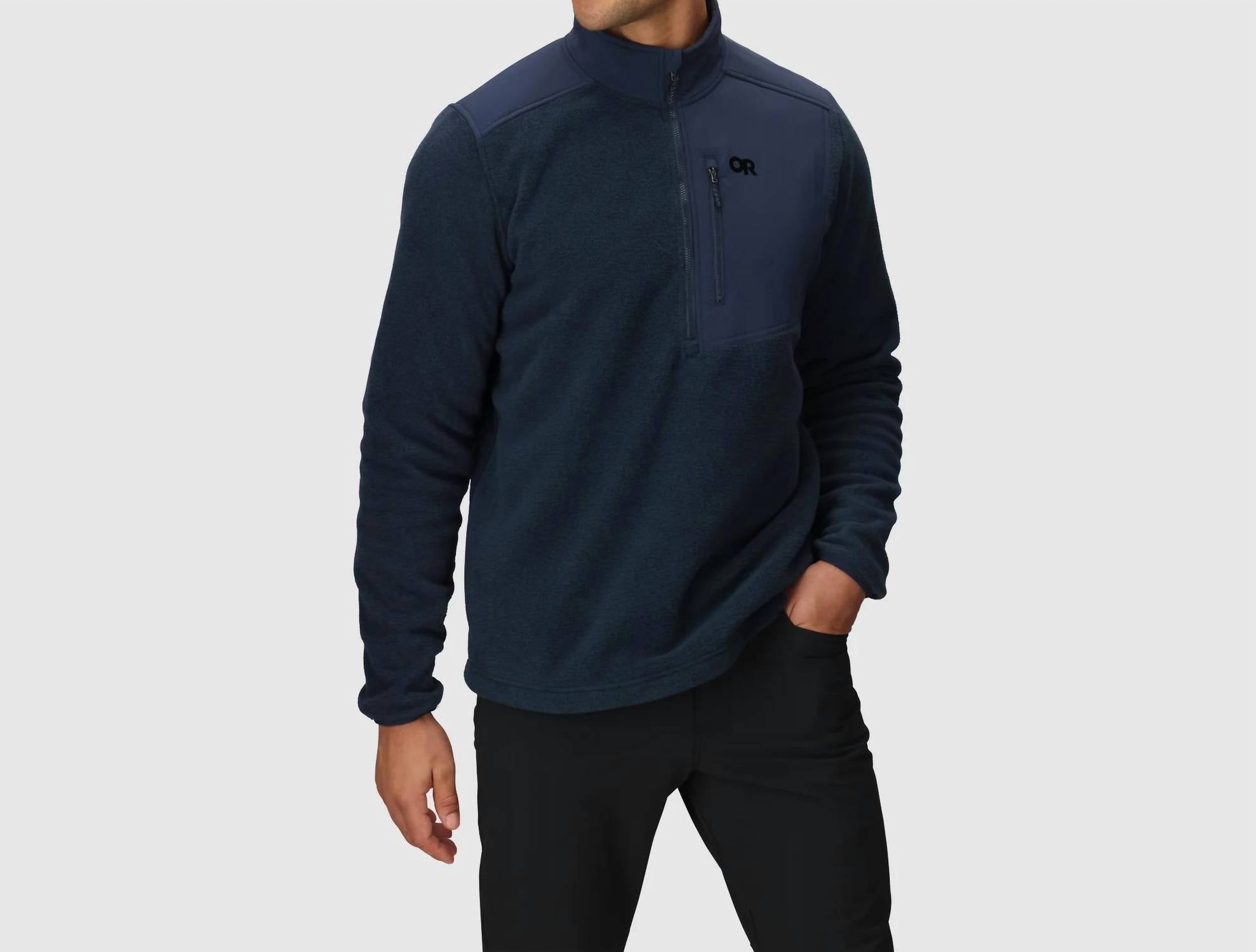 OUTDOOR RESEARCH Polartec 200 1/2 zip Fleece Pullover in dark navy heather - men's jacket