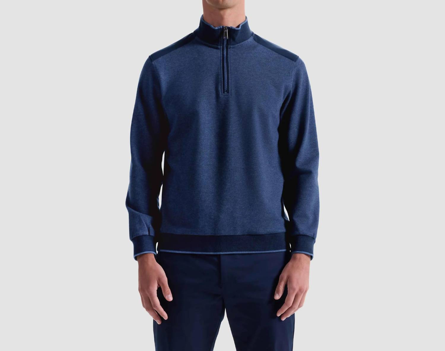 Bugatchi Uomo - Diagonal Stripe Melange Quarter Zip Sweatshirt