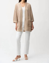 Joseph Ribkoff - Sequined Open Front 3/4 Sleeves Cardigan