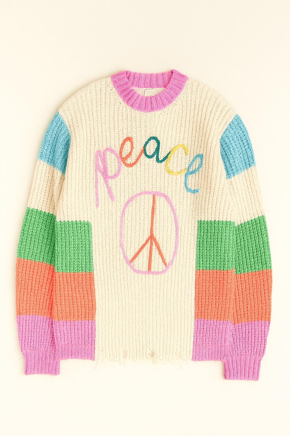 Bibi - 3D Chunky Thread Striped Sweater Top