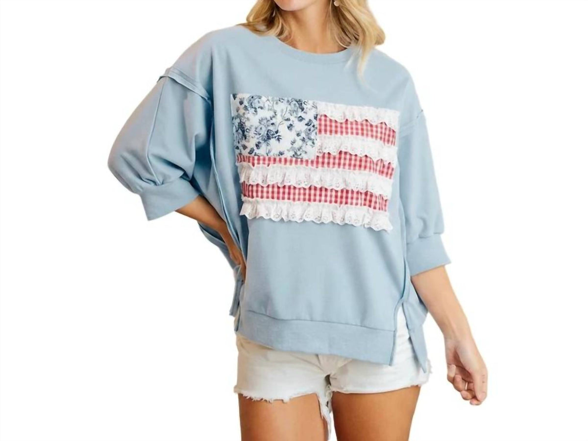 Bibi - Americana Patchwork French Terry Top