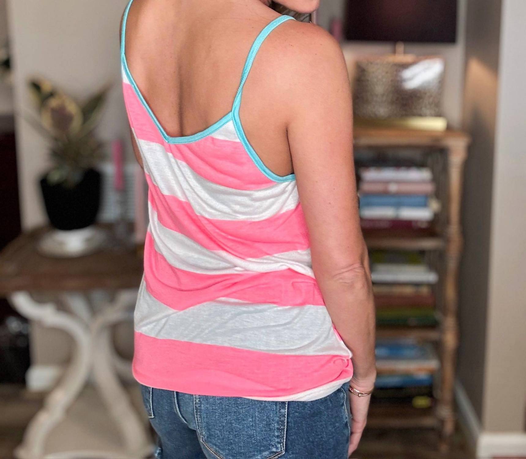 Bibi - Basically Basic Tank Top - clothing - pink - stripe