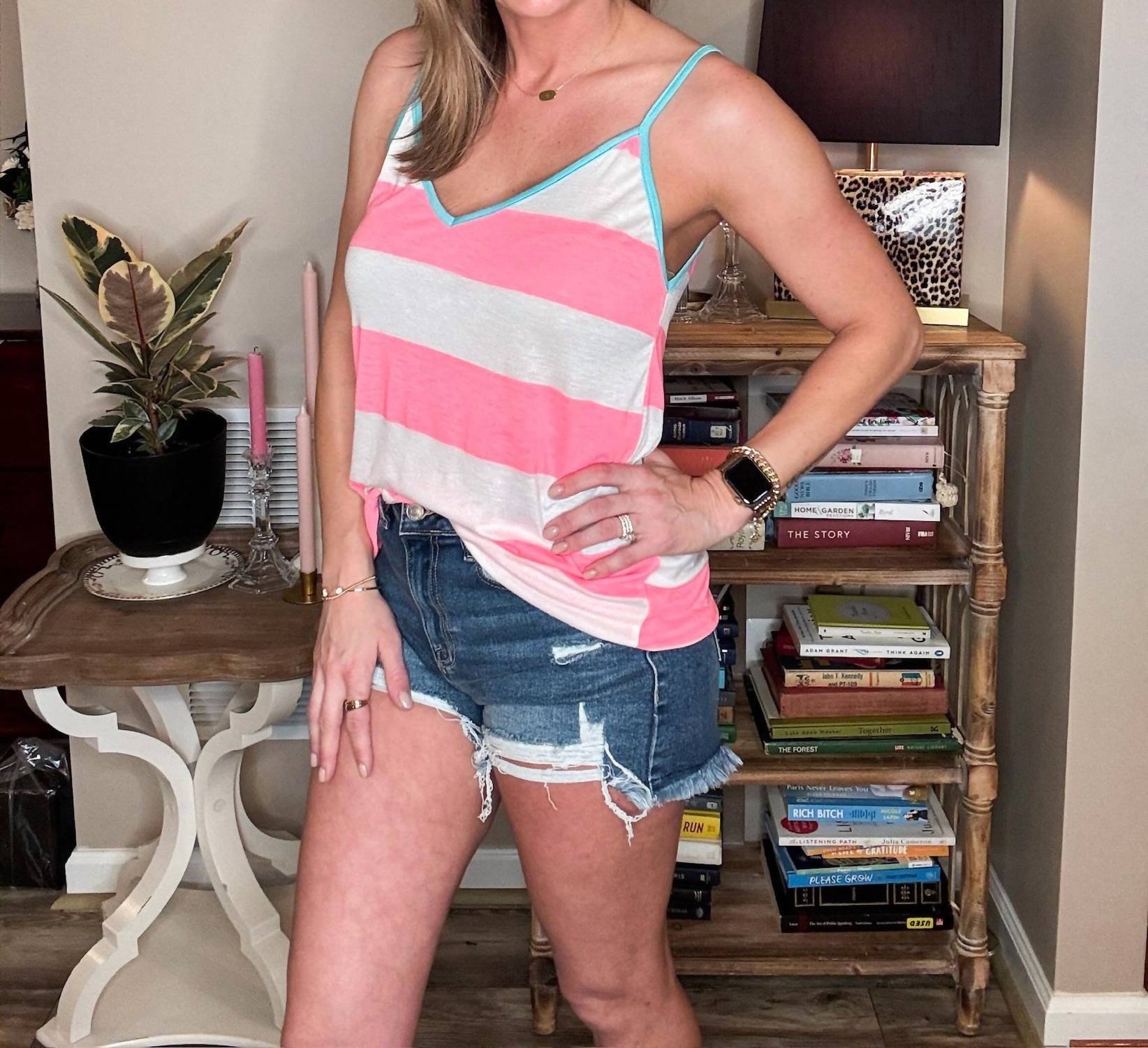 Bibi - Basically Basic Tank Top - clothing - pink - stripe