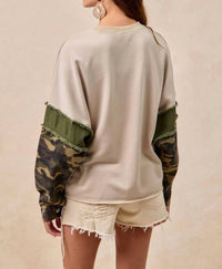 Bibi - Camo Sleeve Top