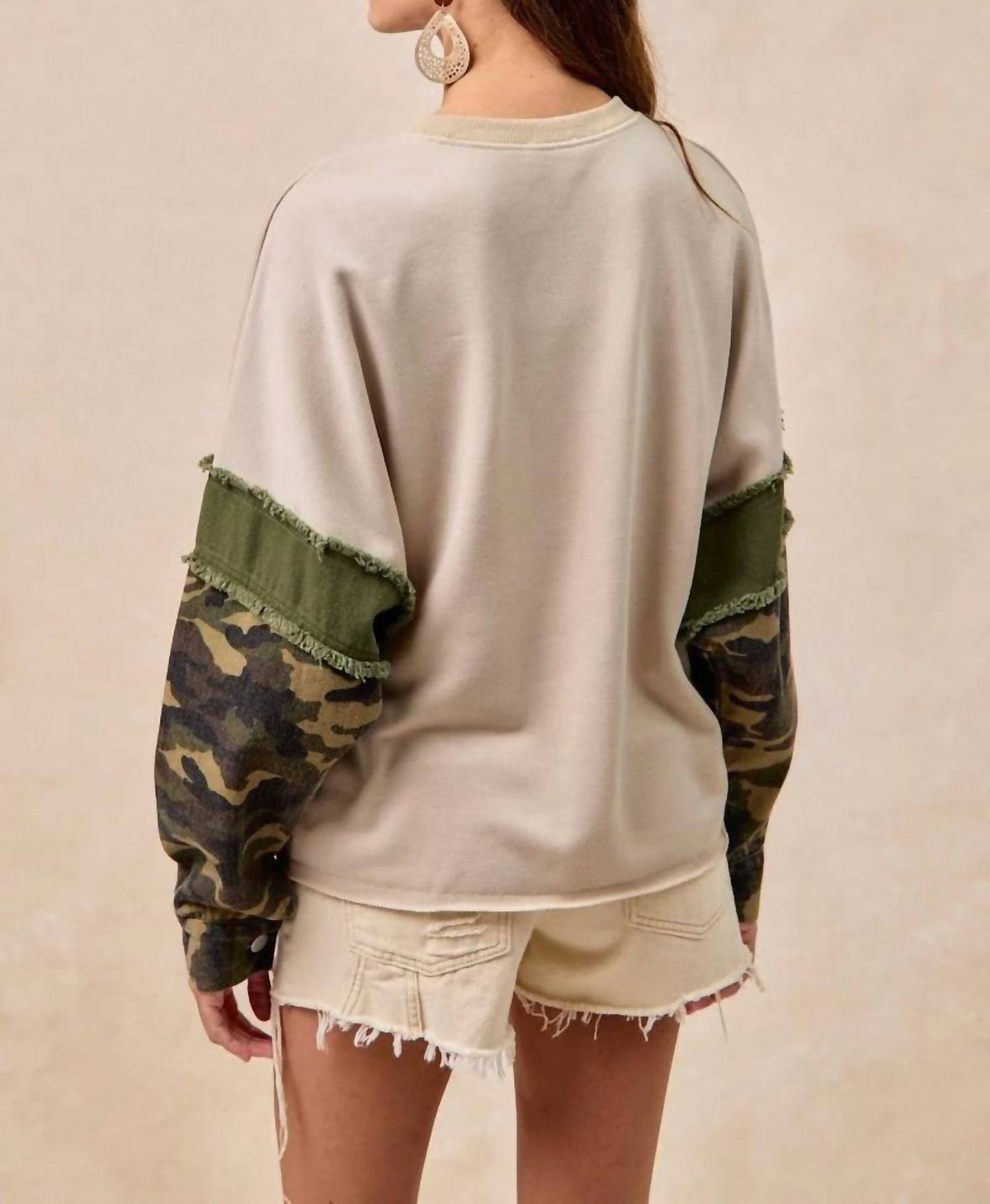 Bibi - Camo Sleeve Top