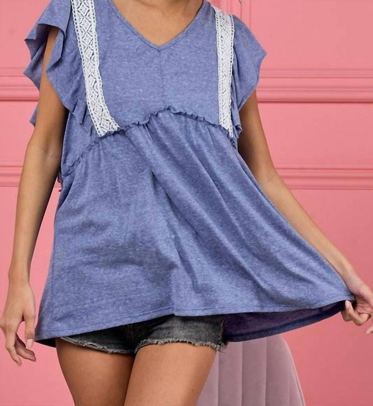 Bibi - Crochet Lace Detailed Butterfly Tiered Top