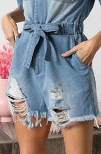 Bibi - Debbie Denim Romper - blue - clothing - cotton - blend