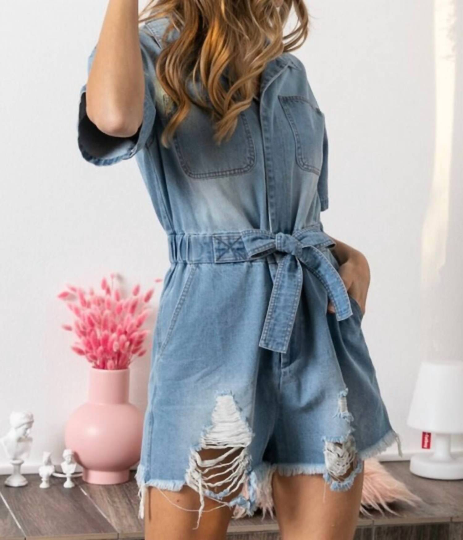 Bibi - Debbie Denim Romper - blue - clothing - cotton - blend