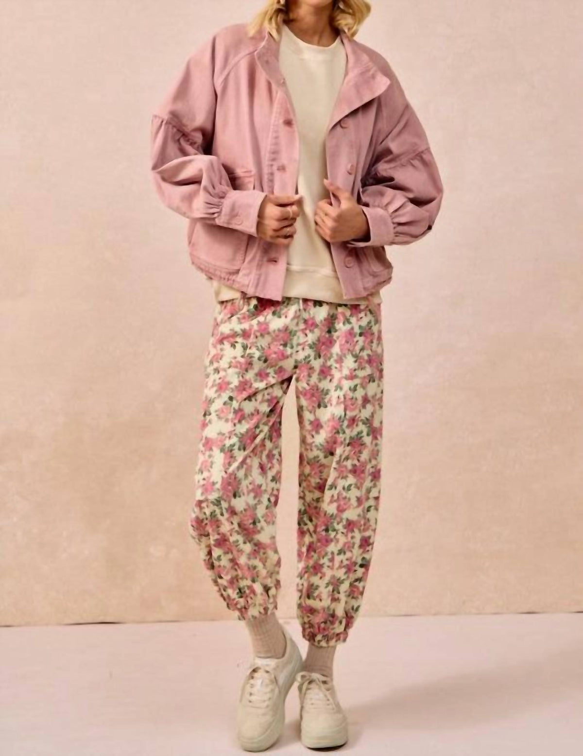 Bibi - Floral Printed Twill Pants