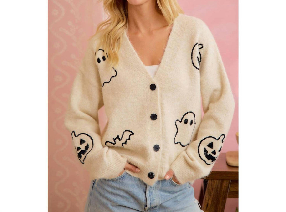 Bibi - Halloween Ghost Pumpkin Button Cardigan