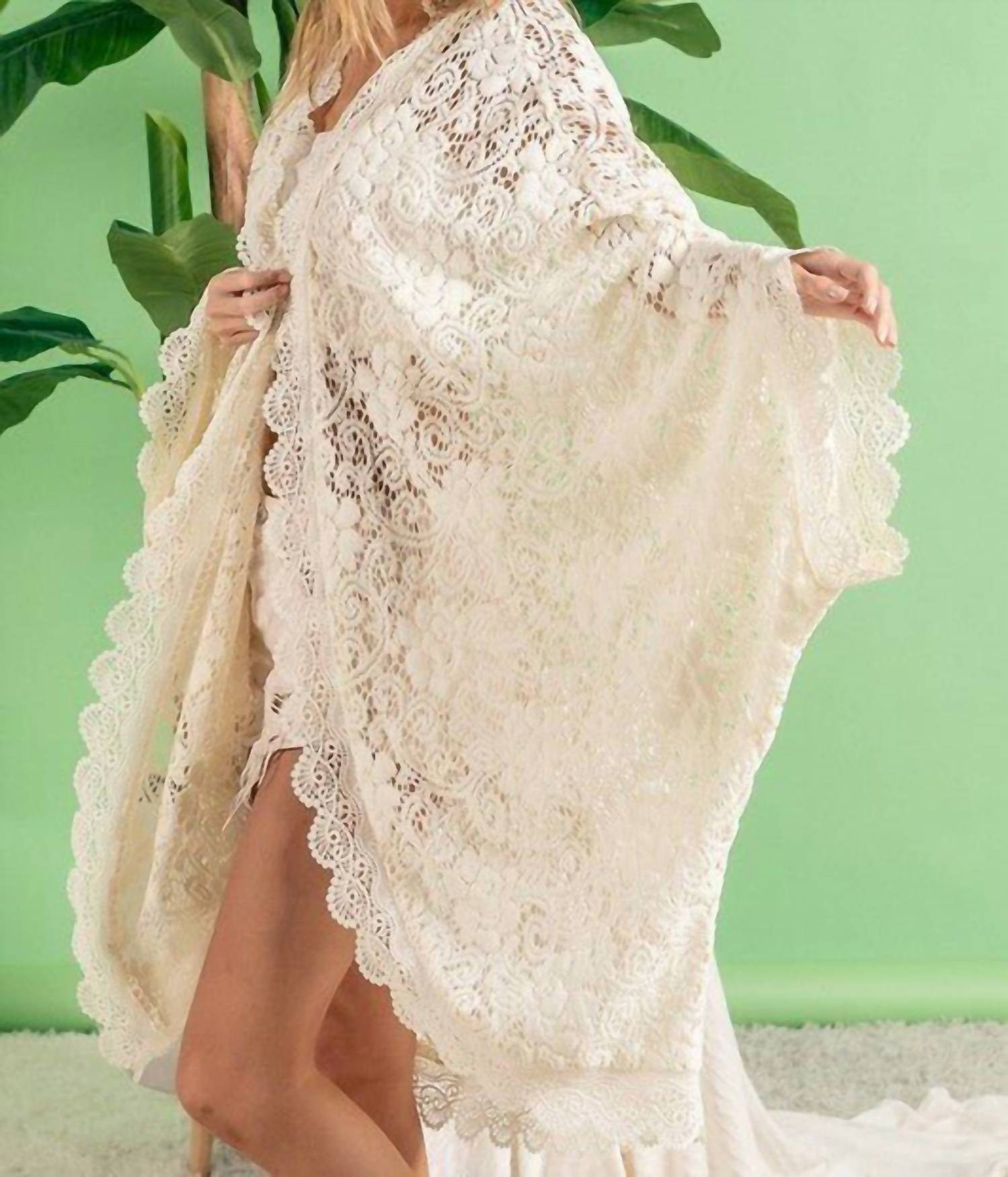 Bibi - Lacey Oversized Lace Cocoon Cardigan - acrylic - cardigans - clothing
