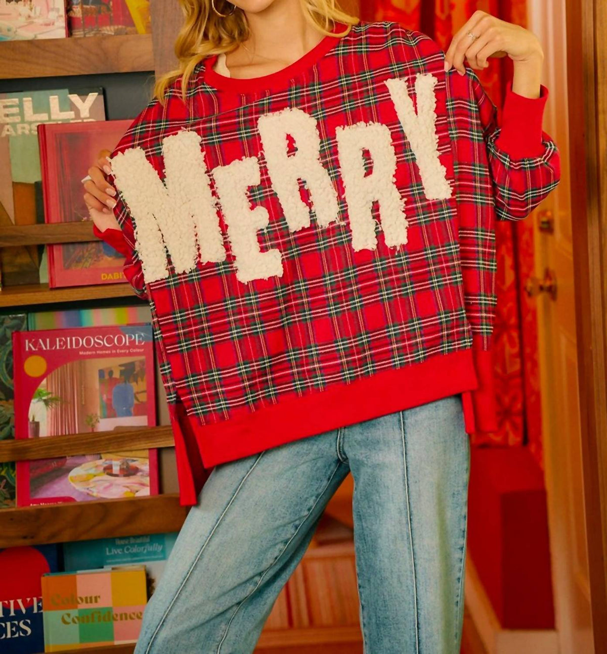 Bibi - Merry Plaid Sweatshirt