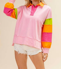 Bibi - Out & About Colorblock Pullover Top