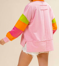 Bibi - Out & About Colorblock Pullover Top