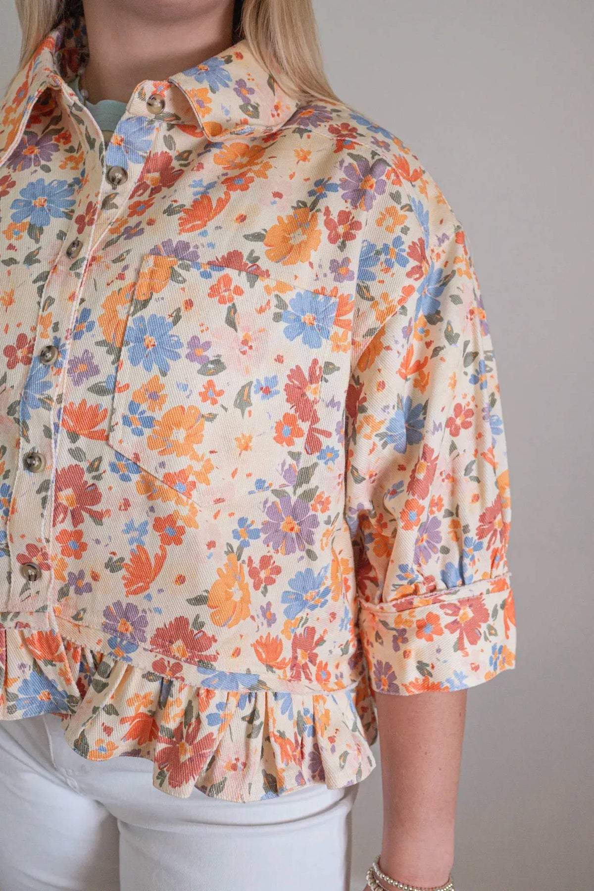 Bibi - Petal Floral Button-Down Top