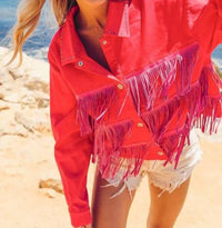 Bibi - Rhinestone Fringe Studded Jacket