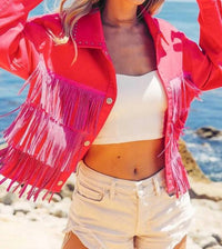 Bibi - Rhinestone Fringe Studded Jacket