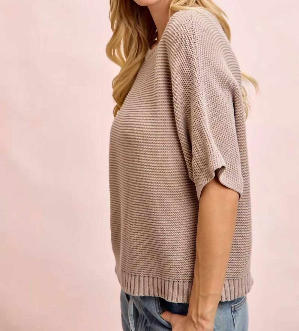 Bibi - Short Dolman Sleeves Knit Top