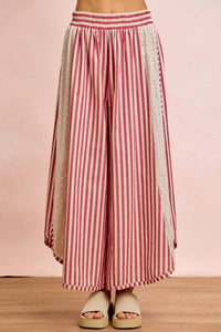 Bibi - Stripe Eyelet Side Pants