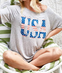 Bibi - Usa Knit Top - clothing - grey - patterned