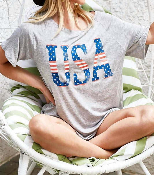 Bibi - Usa Knit Top - clothing - grey - patterned