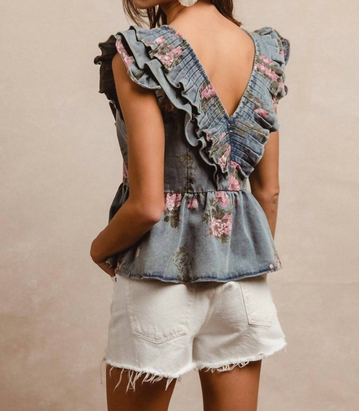 Bibi - Washed Floral Print Top
