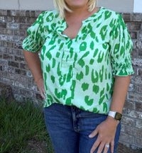 Bibi - Wild Side Smocked Sleeve Top