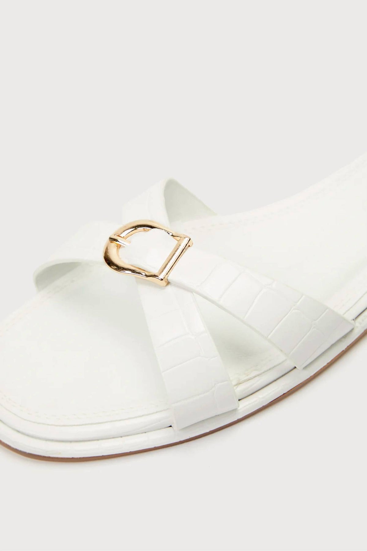 Billini - Perline Bone Croc-Embossed Buckle Slide Sandals