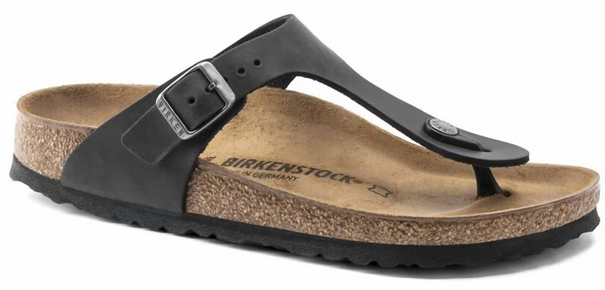 Birkenstock - Birkenstock Women's Gizeh Oiled Leather - Black - black - leather - sandals