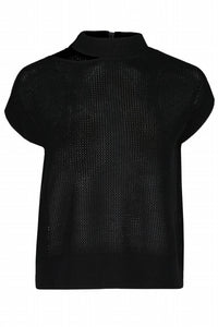 Bishop + Young - Alexis Cut Out Sweater - black - clothing - cotton - blend