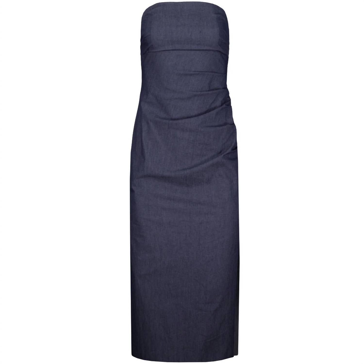 Bishop + Young - Naomi Strapless Midi Dress - blue - clothing - cotton - blend