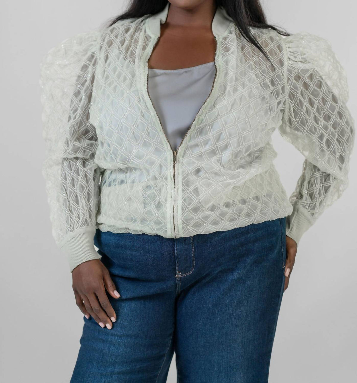 -Bl^Nk- - Ayana Long Sleeve Zip Front Jacket - Plus