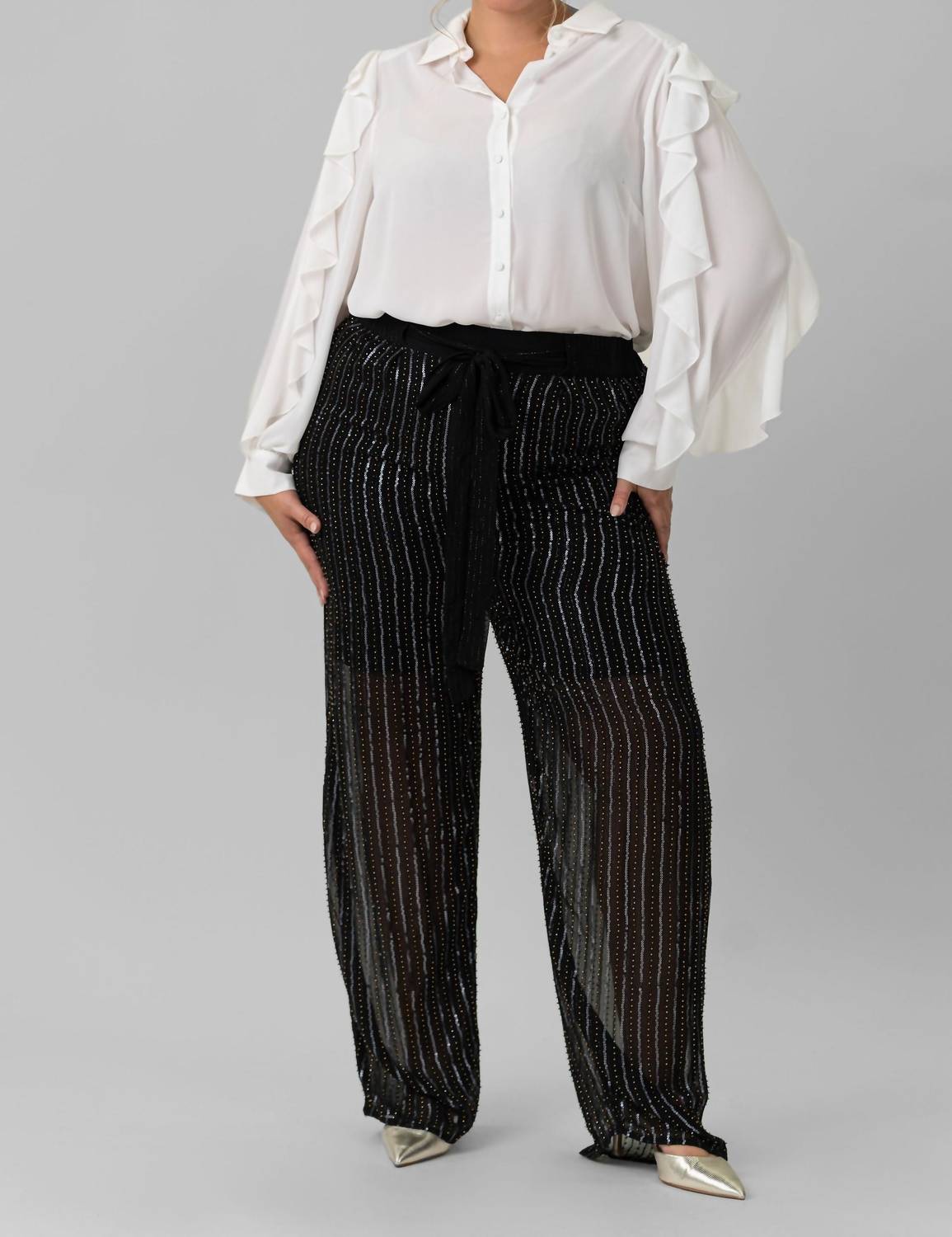 -Bl^Nk- - Peloni Wideleg Pants - Plus