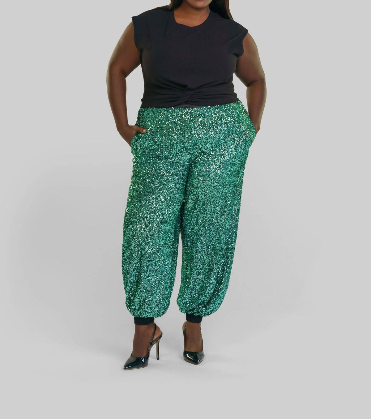 -Bl^Nk- - Sequin Pull-on Joggers - Plus