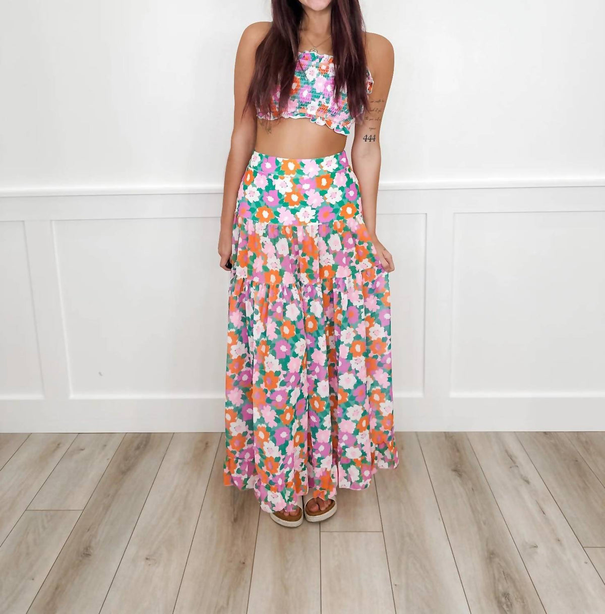 Blakeley - She's Top Shelf Floral Smocked Two-piece Swim Set