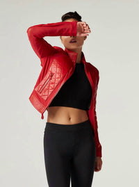 Blanc Noir - Classic Leather Mesh Moto Jacket